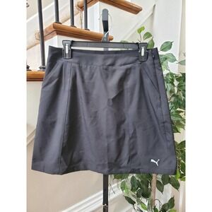 Puma Pounce Solid Black Polyester Comfort Waist A-Line Active Wear Skort Size M